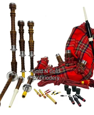 Pride Of Scotland Scottish Tartan BagpipeSilver Mounts With Tutor Books And Hard Case