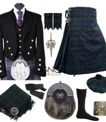 Men’s Scottish Prince Charlie Jacket kilt outfit Highland kilt Set with Hat